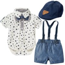 Ensemble BÃ©bÃ© GarÃ§on â€“ Culotte â€“ polo â€“ Chapeau â€“ 6 Ã  12 mois