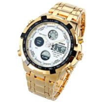 Montre homme - Quamer 165 - PlaquÃ© Or - fond blanc - garantie 3 mois