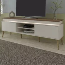 Porte-téléviseurs MT-LUMINA/PINE - jusqu’à 75" avec Led Lumina 2 Portes Pin / Blanc cassé - (Crédit)