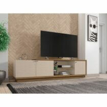 Meuble TV LAMINA - MT-4406 - Jusqu'à 55" - Blanc/Marron - Garantie 3 mois