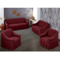 CkF- 1993 Housse extensible pour canapÃ© et fauteuil - Motif Ã  rayures unies - Bordeaux