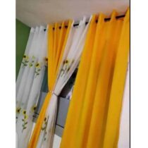 Rideaux Fleuries - Ensemble 2 Tissus Lourds + 2 Voilages
