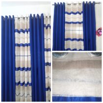 Rideaux dÃ©coratifs Ã  motifs Bandes Multicolores - Ensemble 2Tissus Lourds + 2 Voilages