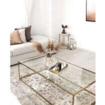 Table Basse en Verre incassable avec rangement en MÃ©tal DorÃ©