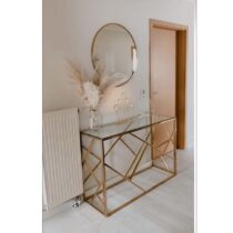 Ensemble Console Moderne + Mirror Rond en MÃ©tal DorÃ©