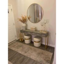 Ensemble Console Moderne + Mirror Rond en MÃ©tal DorÃ©