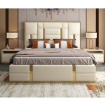 Lit Royal en Cuir - Plate-Forme - 3 Places - Moderne