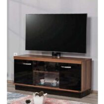 Meuble TV ORION PC 2 LUX - Jusqu'Ã  58" - 68821-120-S - Verre/Bois lattÃ© Noir
