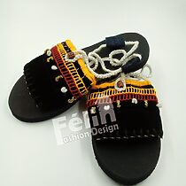 Sandale Africaine Nu-Pieds style Toghu - tissÃ©e Ã  la main - Semelles Plates - Femme - P.38