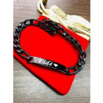 Bracelet PersonnalisÃ© - Gourmette Mixte - MÃ©tal Noir - Successful