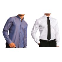 Pack Chemise A Cravate Slim Fit - Tudors - 2 Pieces - Taille XXL - 55% Coton - Blanc / Gris Nuit