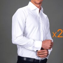 Pack de 2 Chemises Slim Fit a manchettes - Tudors - 65% coton